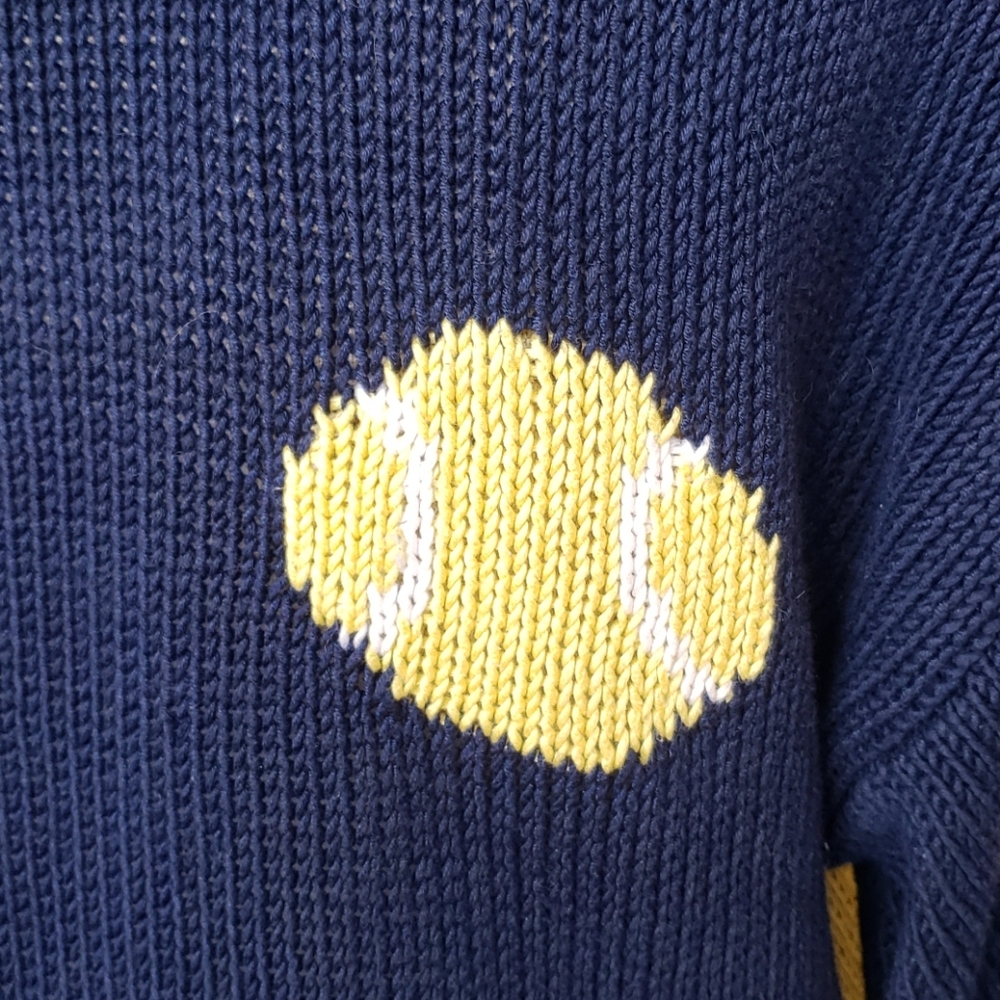 Vintage TENNIS V-neck Chunky Knit Pullover Sweater - Picture 7 of 10